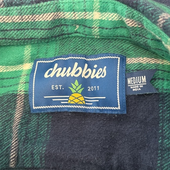 Chubbies men’s blue and green button down flannel shirt size medium - Picture 8 of 9